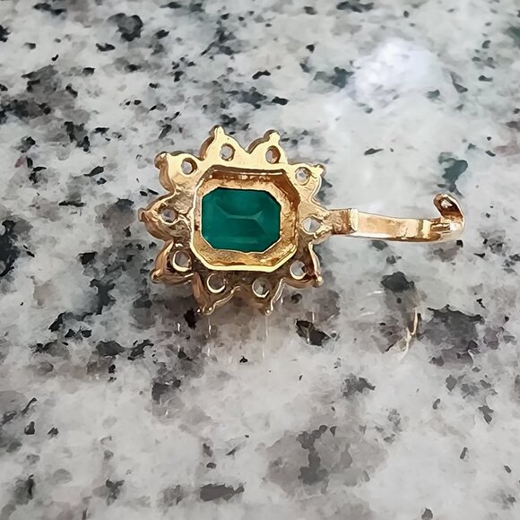Gold Emerald & CZ Pendant-Needs Clasp Repair-Excellent-Pre-Loved Condition - Picture 9 of 10